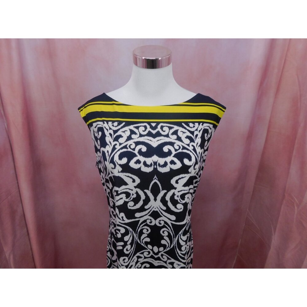 Jessica Howard Size M Black White Yellow Sleeveless Shift Dress - Picture 3 of 11